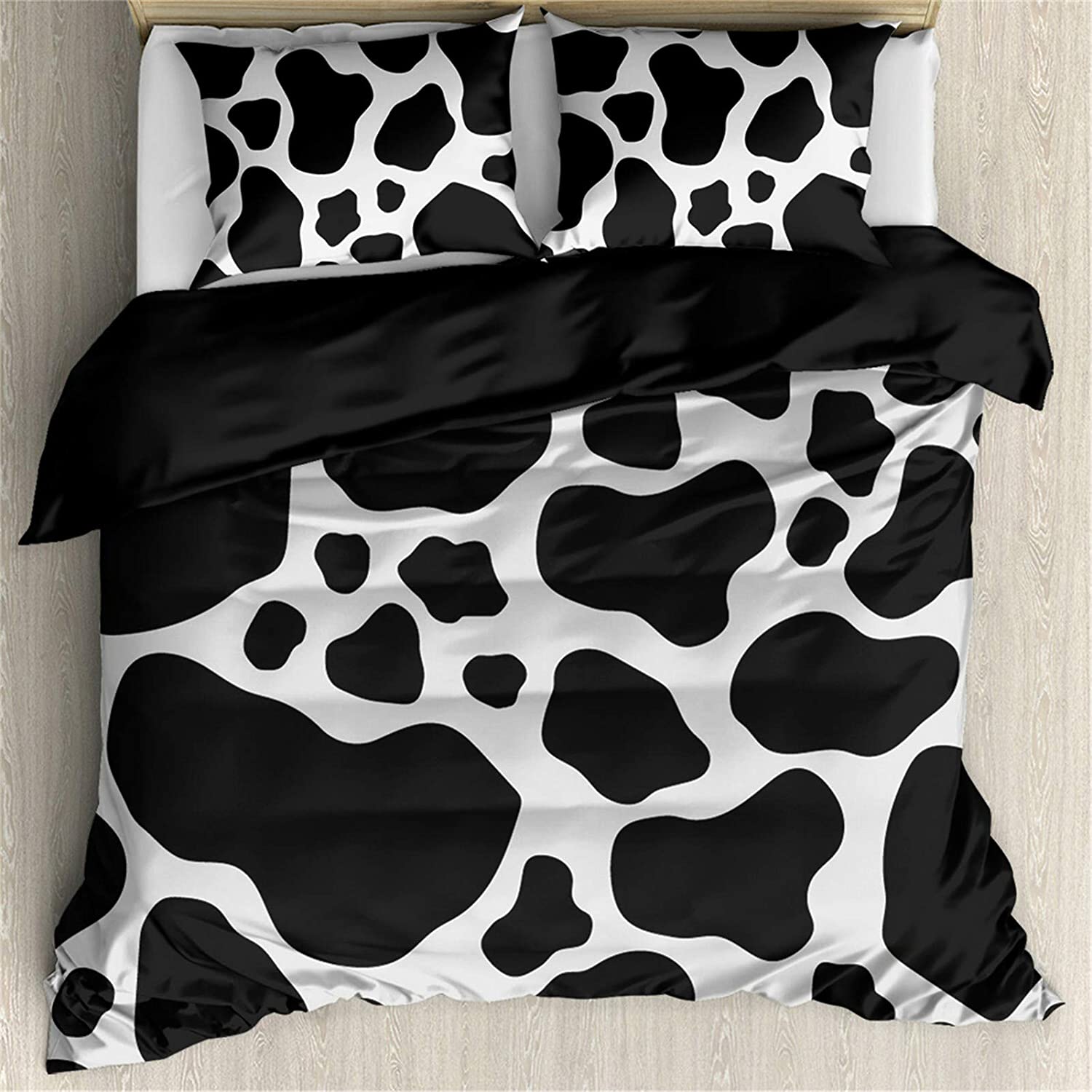 Price:$46.59 Cow Print Duvet Covers Set Full for Bedroom Kids Room Quilt Set with Pillow Shams 3 in 1 Gifts for Girls Boys Women (Black, Queen) : Home & Kitchen