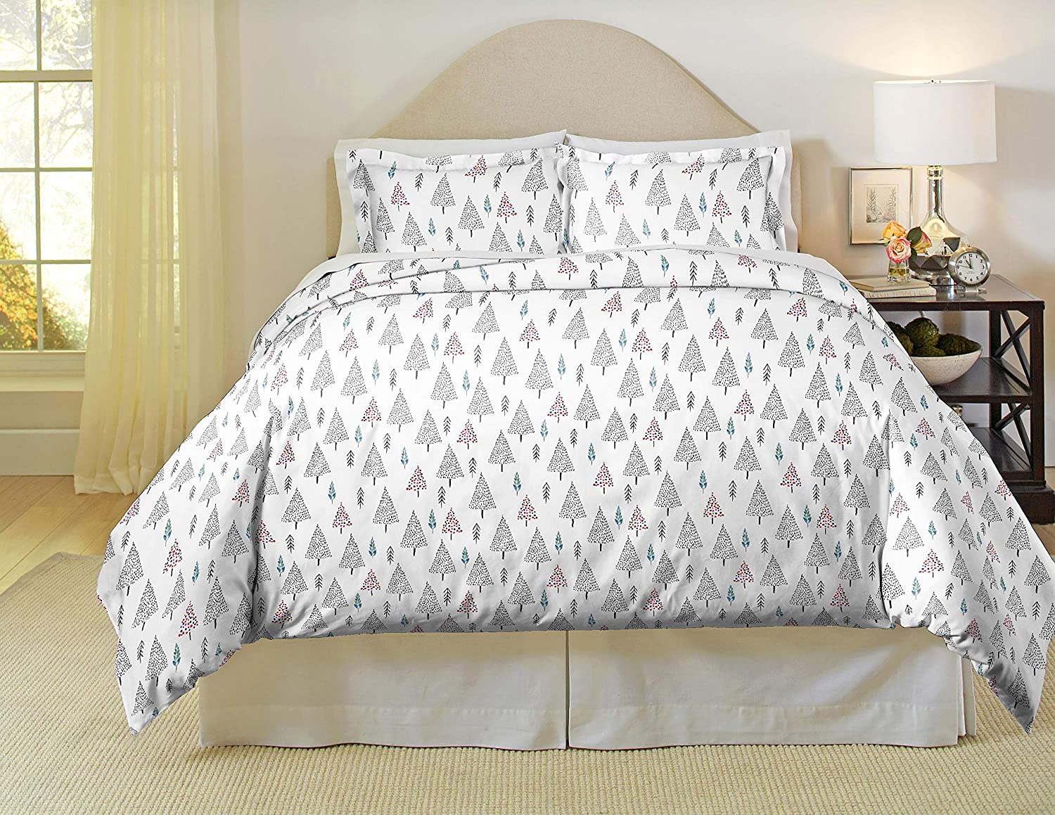Price:$54.69 180 GSM Cotton Flannel Duvet Set - Full / Queen, Pine Tree : Home & Kitchen