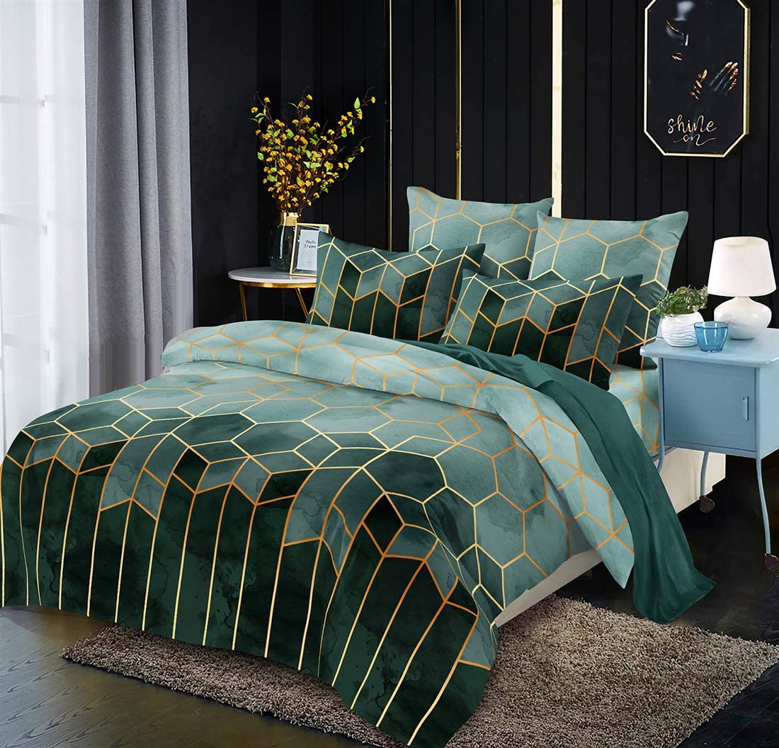Price:$25.99 Geometric Duvet Cover Queen Size Set Green with Zipper Closure and Corner Ties, Marble Patterned Gradient Color,Diamond Pattern Bedding Set (Green, Twin) : Home & Kitchen