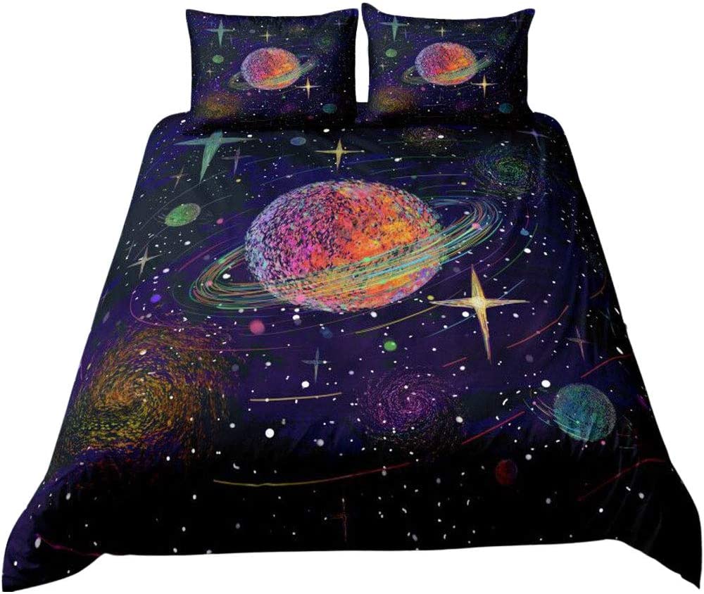 Price:$49.99 Galaxy Full Size Bedding Set Microfiber 3 Pcs(1 Comforter 2 Pillowcases) Duvet Cover Space Comforter for Kids Teen Boys Girls : Home & Kitchen