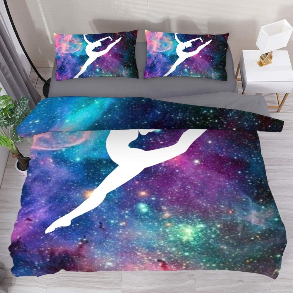 Price:$64.99 100% Washed Microfiber 3pcs Bedding Duvet Cover Set - Lightweight and Soft,Comforter Cover with The Milky Way Gymnastics Print(Twin) : Home & Kitchen