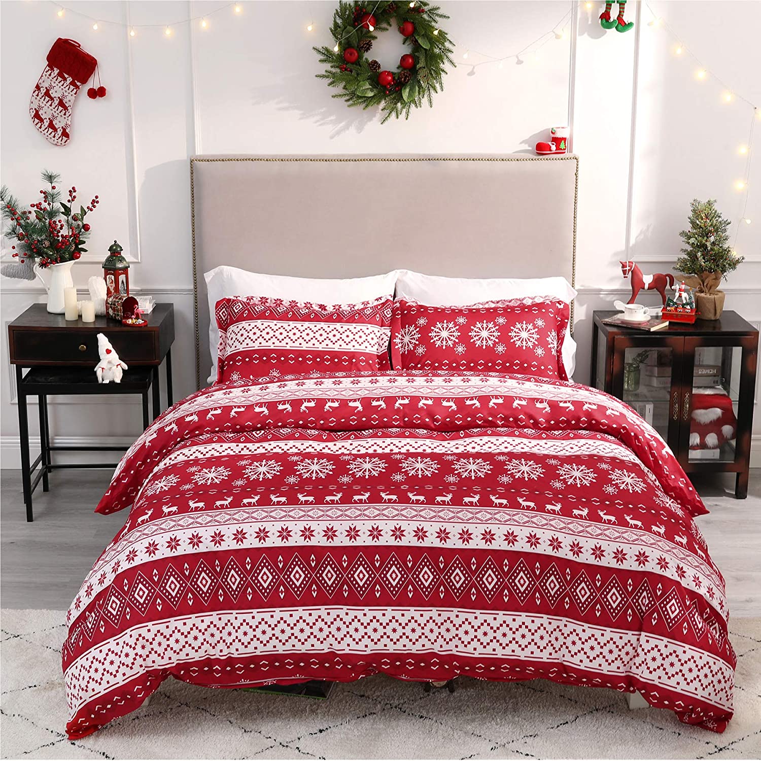 Price:$29.99 Christmas Duvet Cover Set, Twin Christmas Bedding - Festive Printed Pattern - Soft Microfiber Comforter Cover, 2 Pieces Bedding with 1 Duvet Cover (No Comforter Insert), 1 Pillow Shams : Home & Kitchen