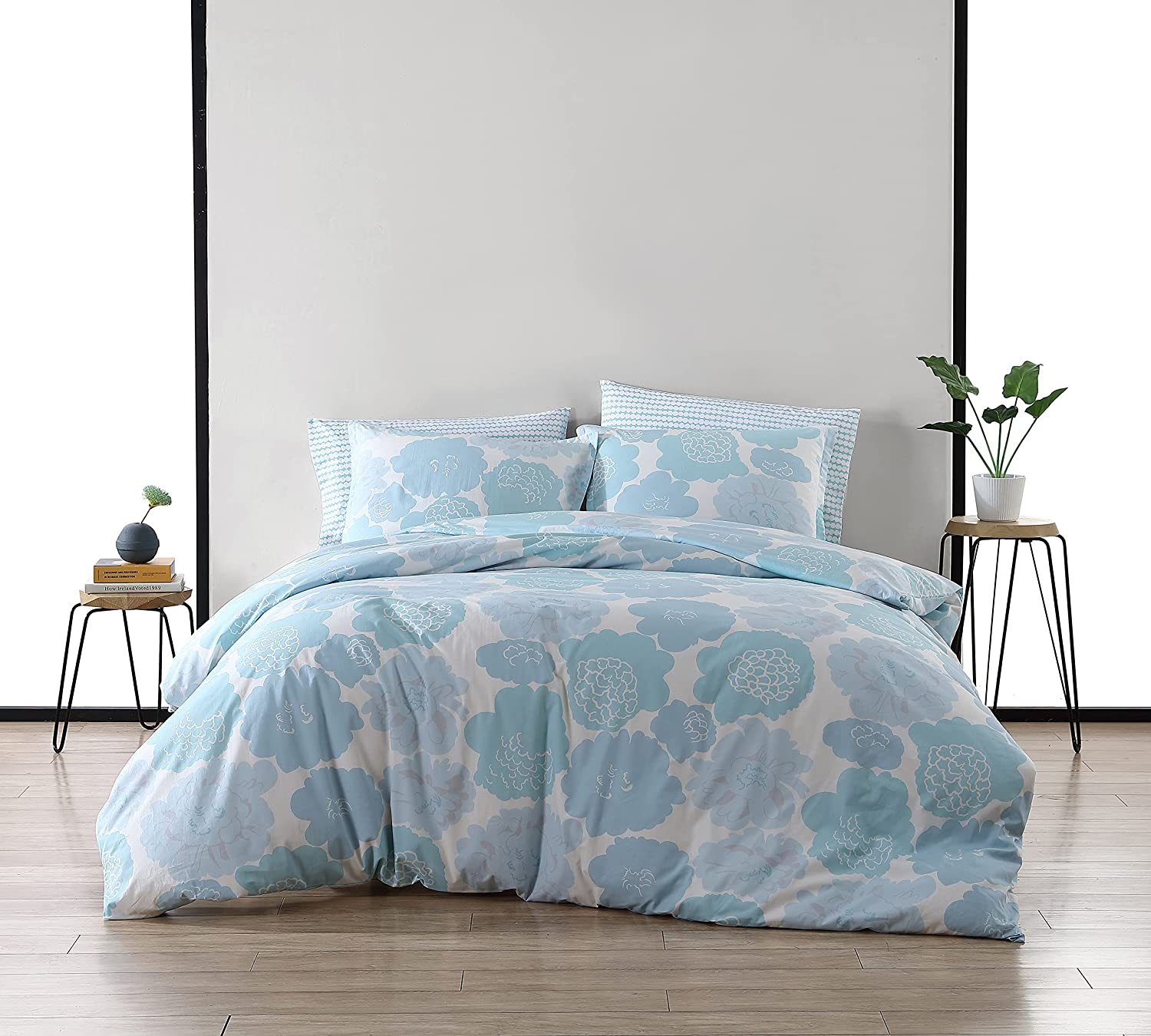 Price:$143.99 | Pioni Collection | Duvet Cover Set - 100% Cotton, Reversible, Softens with Each Wash, Includes Matching Sham(s), King, Blue : Home & Kitchen