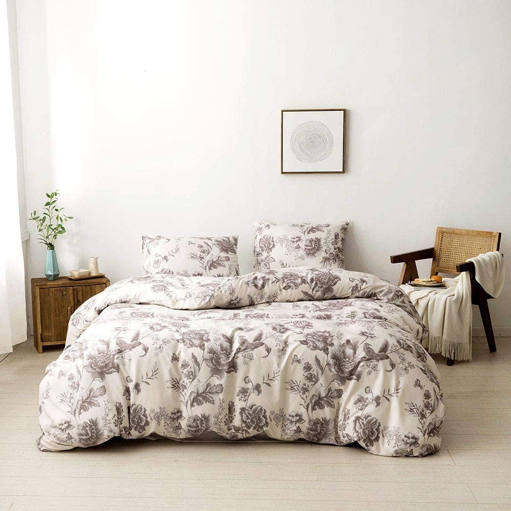 Price:$25.99 Duvet Cover, 100% Lightweight Brushed Microfiber Floral Bedding Set for Men and Women, Rustic Floral Bird Pattern Printed, with Zipper Closure, Soft Breathable Durable (3pcs, Queen) : Everything Else