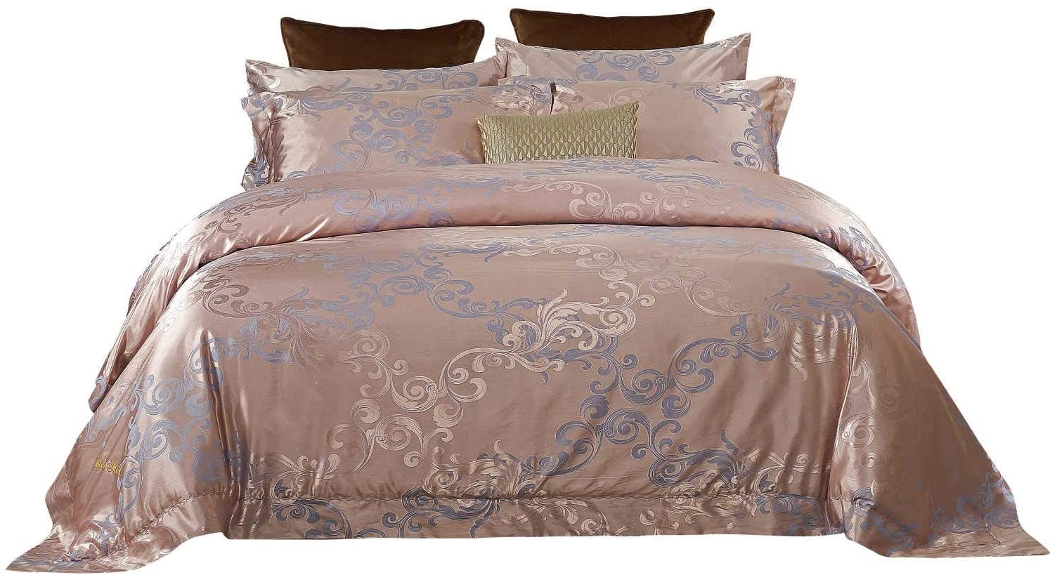 Price:$149.00 Mela 6 Piece Bedding Duvet Cover Set, Luxury Jacquard Top, 100% Soft Combed Cotton Inside, Superior Comfort, Breathable, All-Season, Machine Washable, DM801Q, Multi-Color, Queen : Home & Kitchen