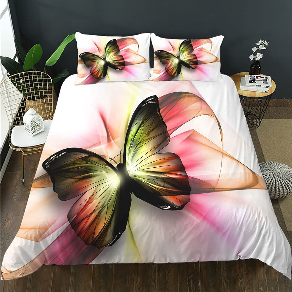 Price:$29.90 Young Girl Bedding Set Series Duvet Cover Set Beautiful Butterfly Decor Comforter Cover Set with Zipper Ties Color Butterfly Theme Ultra Soft bedding set (BHX21,Full 78 : Home & Kitchen
