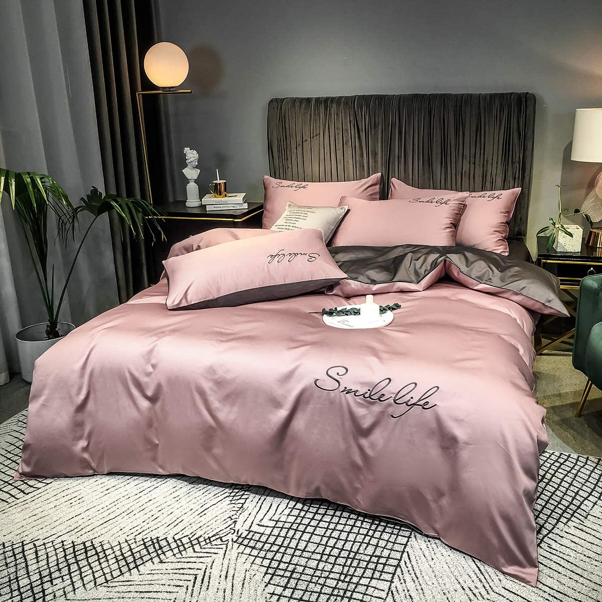 Price:$29.99 Solid Color Duvet Cover Set Queen Size (90 x 90 inches), 100% Cotton Bedding Set 3 Piece, Ultra Soft and Breathable, Duvet Cover with Zipper Closure, Corner Ties, Pink : Home & Kitchen