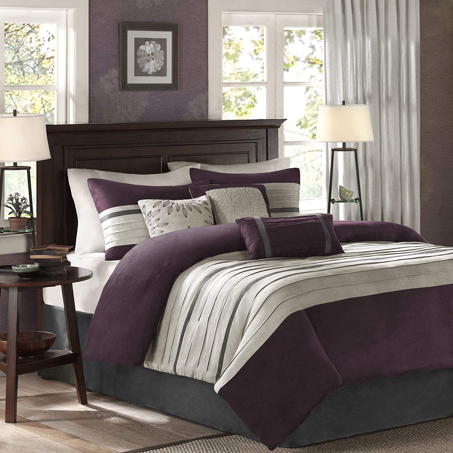 Price:$99.02 Park Palmer Duvet Set - Rustic Cabin Lodge Faux Suede Design, All Season Luxurious Comforter Cover Bed Set with Matching Shams, Purple King/Cal King(104"x92") 6 Piece : Home & Kitchen