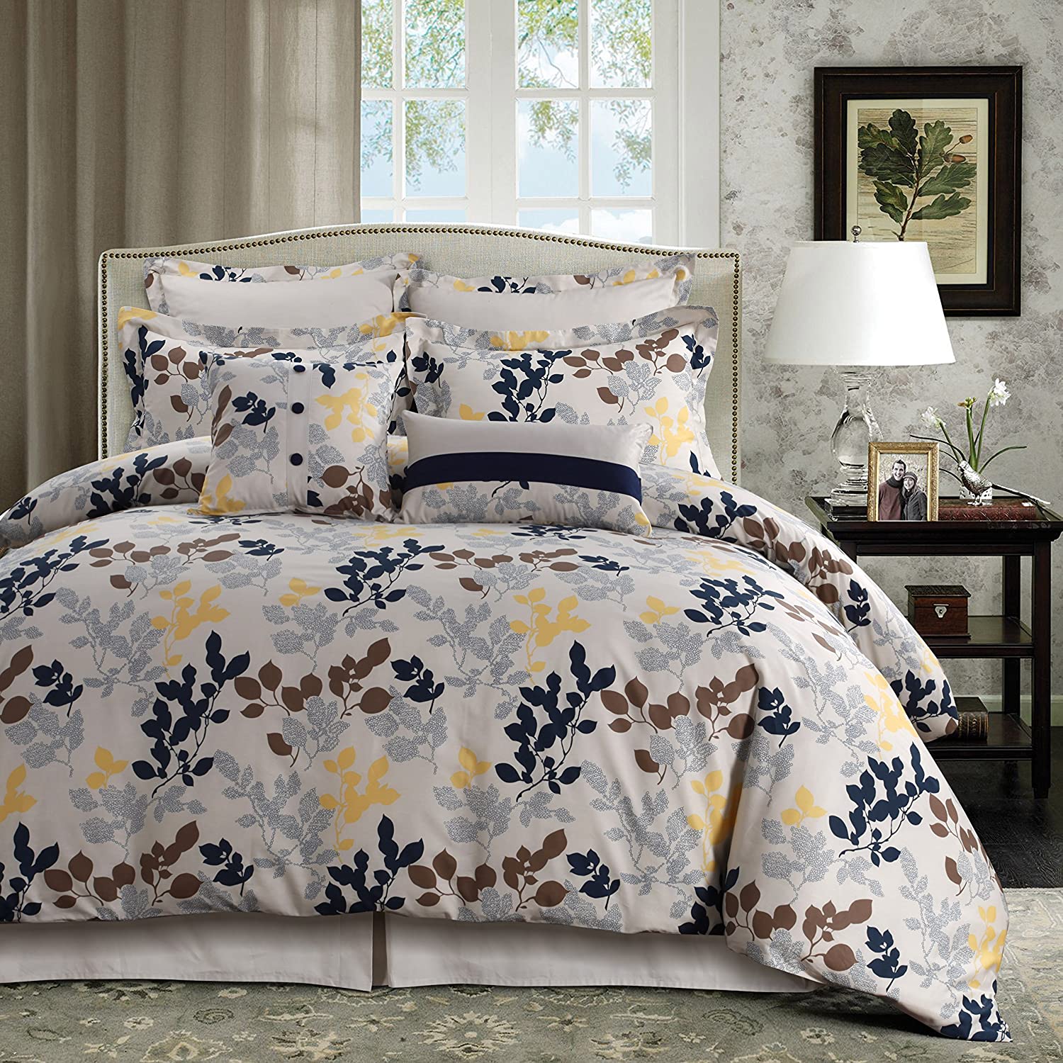 Price:$74.99 Living Barcelona 5-Piece Egyptian Cotton Percale Printed Duvet Cover Set Queen : Home & Kitchen