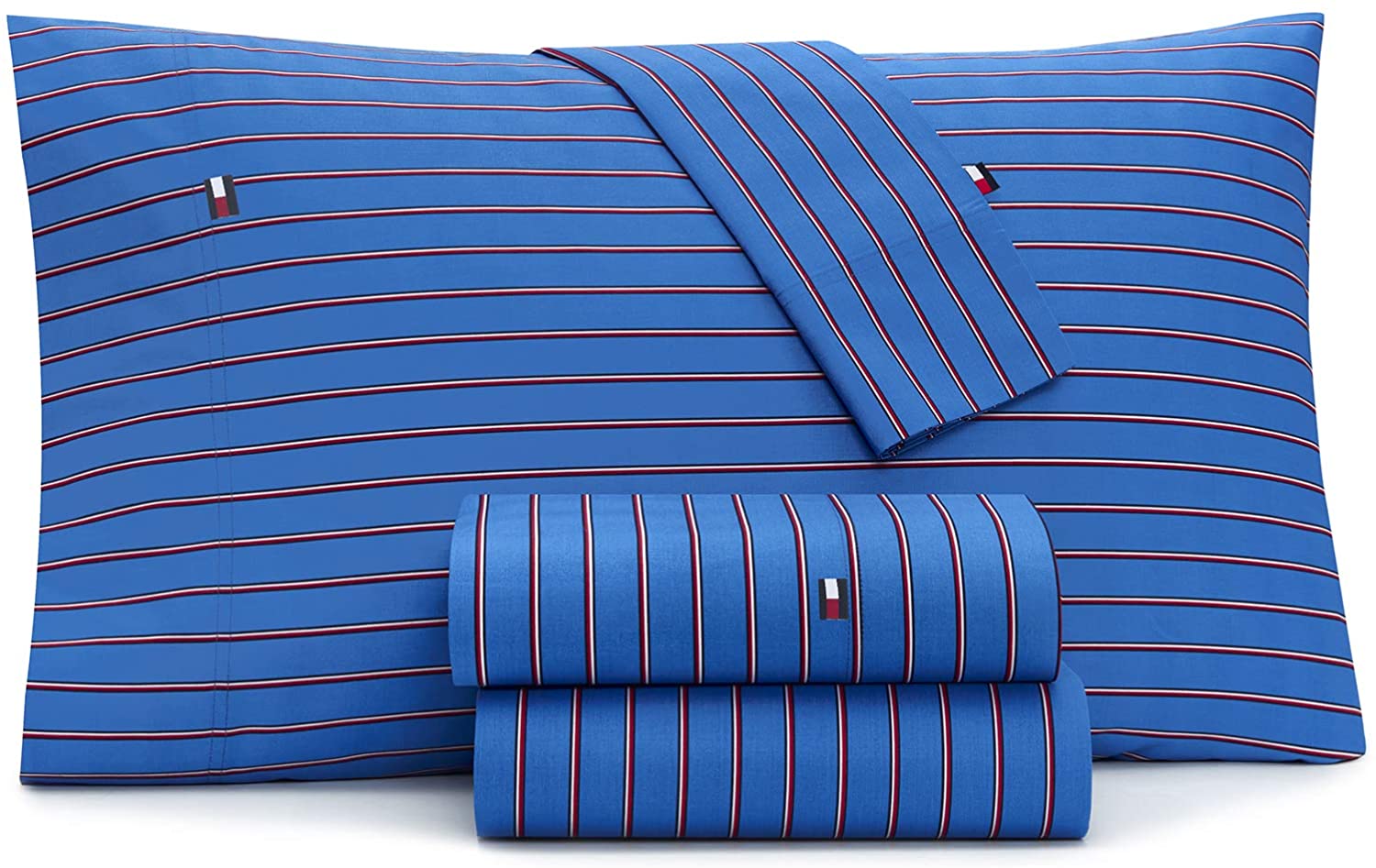 Price:$58.74 Hilfiger Global Stripe Oxford Sheet Set Queen Marina : Home & Kitchen