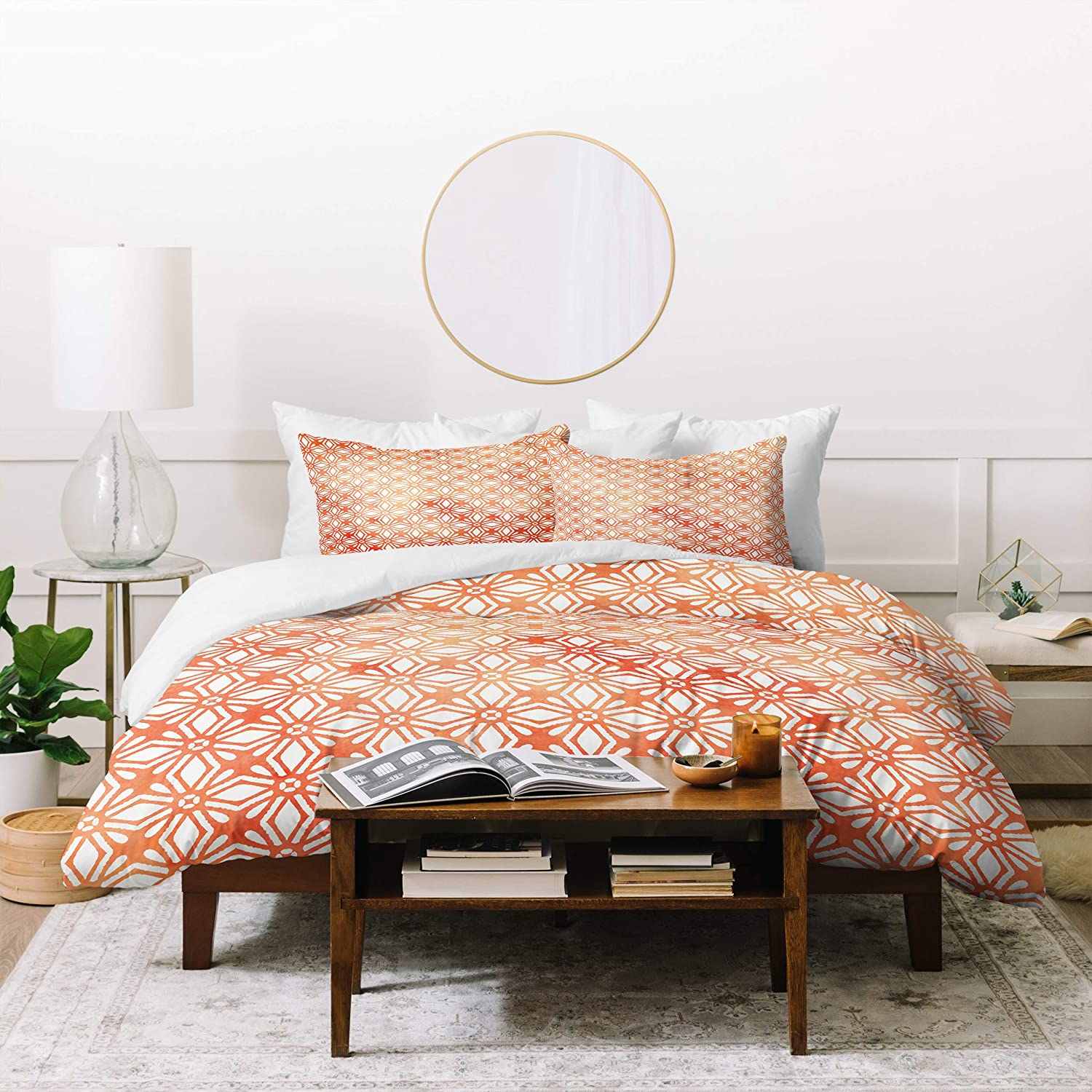 Price:$207.96 Designs Monika Strigel Moroccan Diamond Anissa Orange Duvet Set with Two Pillow Shams, King : Everything Else
