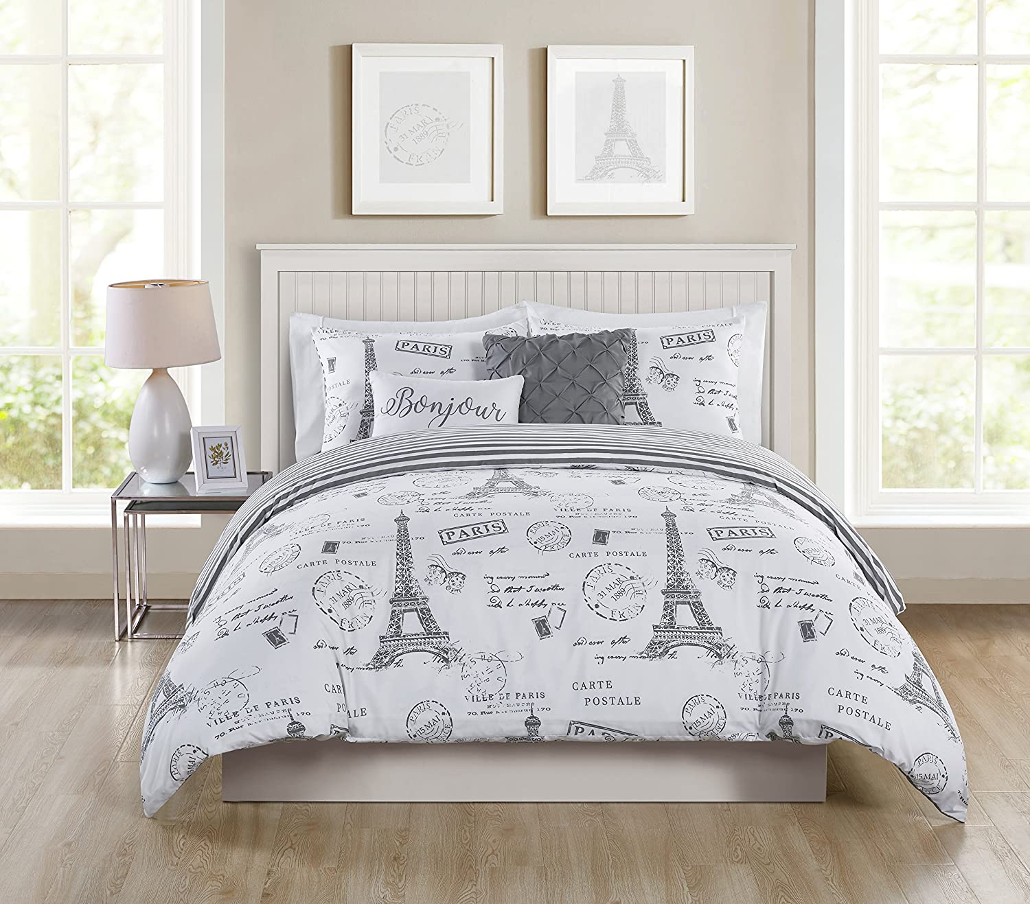 Price:$44.99 Home Paris Night Collection Duvet Cover Set-Soft and Modern Lightweight Bedspread Coverlet for Home Décor, Machine Washable, Ful/Queen, Taupe, 5 Piece : Everything Else