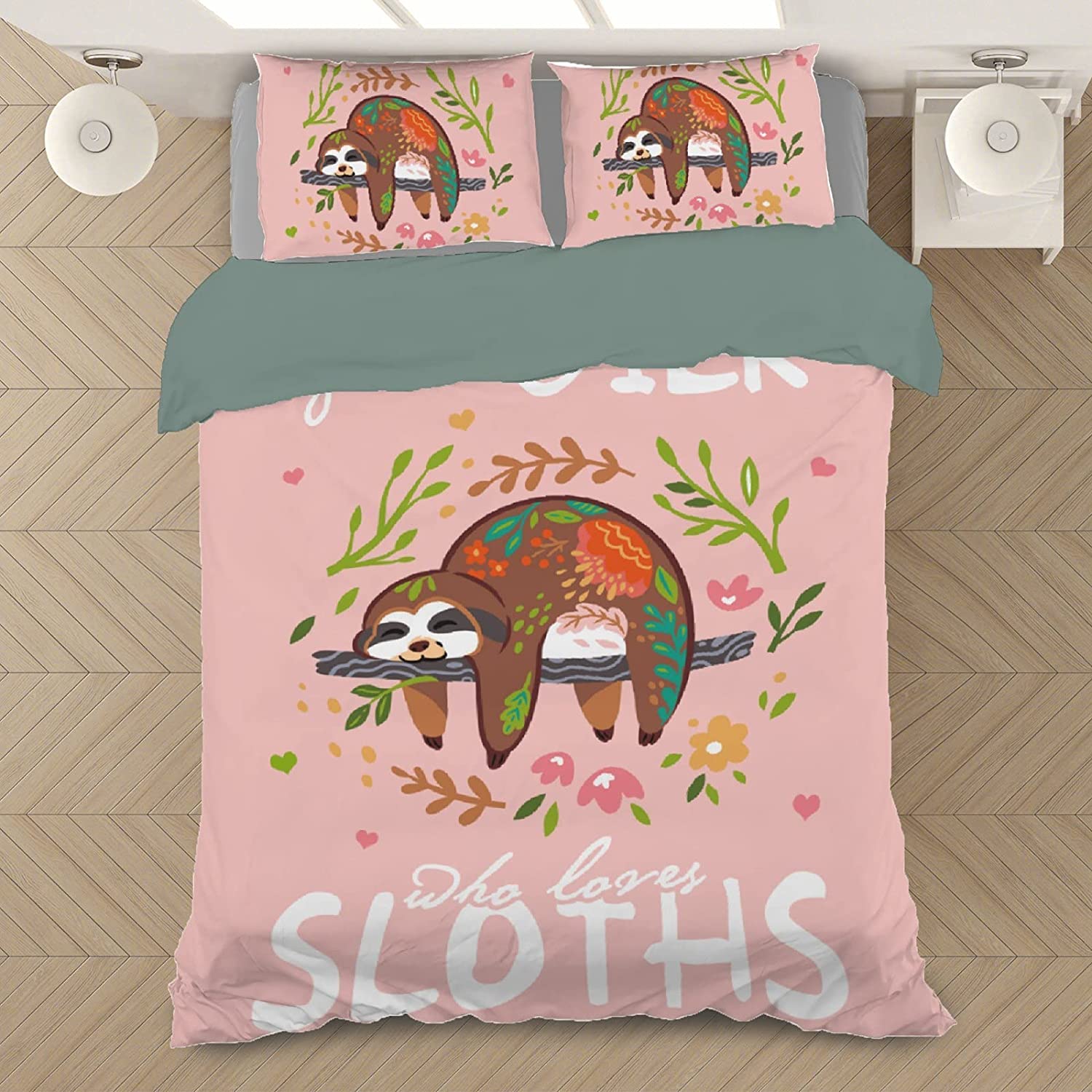 Price:$59.99 Just A Girl Who Love Sloths Comforter Bedding Set King and Queen Duvet Cover Set 3 Pieces Ultra Soft with Zipper Closure 1 Duvet Cover 2 Pillow Cases : Home & Kitchen