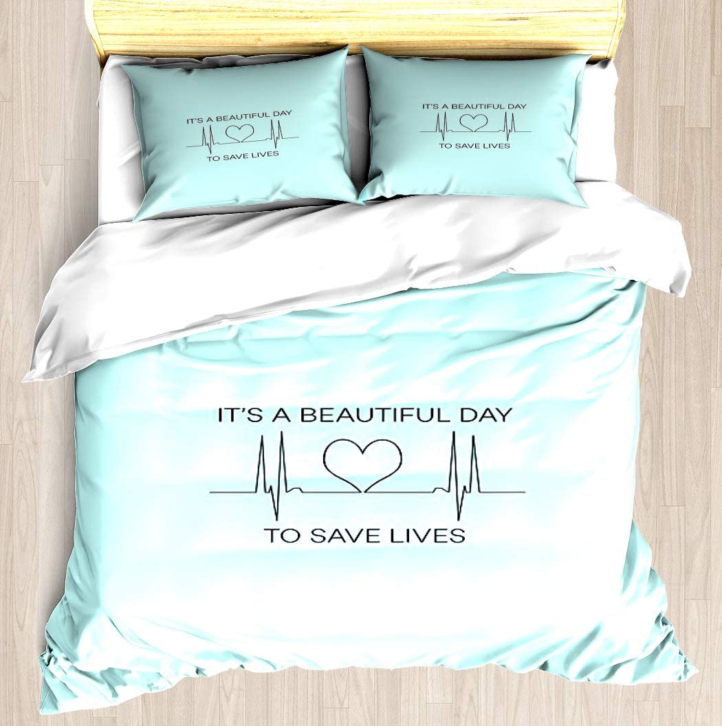 Price:$88.98 It's a Beautiful Day to Save Lives - Duvet Cover Set Soft Bedding Set Pillowcase Bed Set Unique Printed Floral Pattern Design Duvet Covers Blanket Cover Queen/Full Size : Home & Kitchen