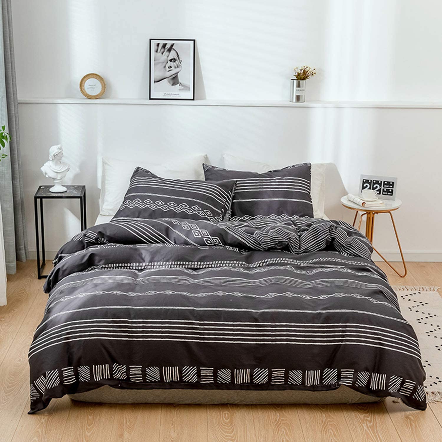 Price:$58.00 Dream Boys Duvet Cover Set Cotton 3 Piece Black Special Stripes Bedding Sets Twin Size for Kid Children with 2 Pillow Shams : Home & Kitchen
