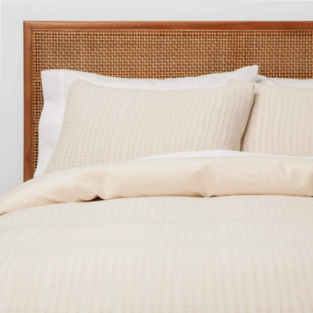 Price:$74.00 Twin/Twin Extra Long Yarn Dyed Gauze Duvet Cover Set Blush : Home & Kitchen