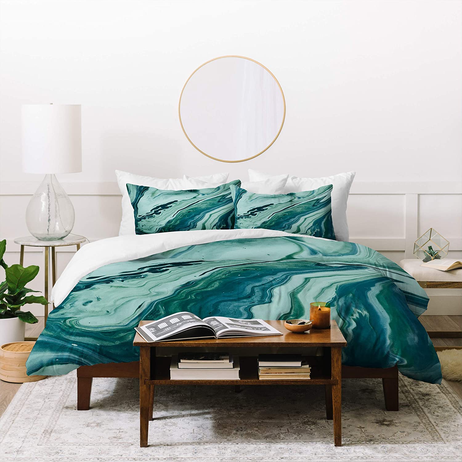 Price:$149.52 Designs Leah Flores Blue Marble Galaxy Duvet Set with Two Pillow Shams, King, Green : Everything Else