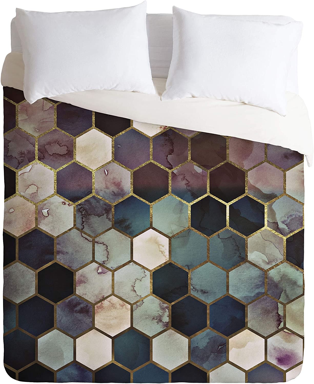 Price:$123.54 Monika Strigel Rugged Marble Hexagon King Duvet Cover and 2 Pillow Shams Set, Multi : Everything Else