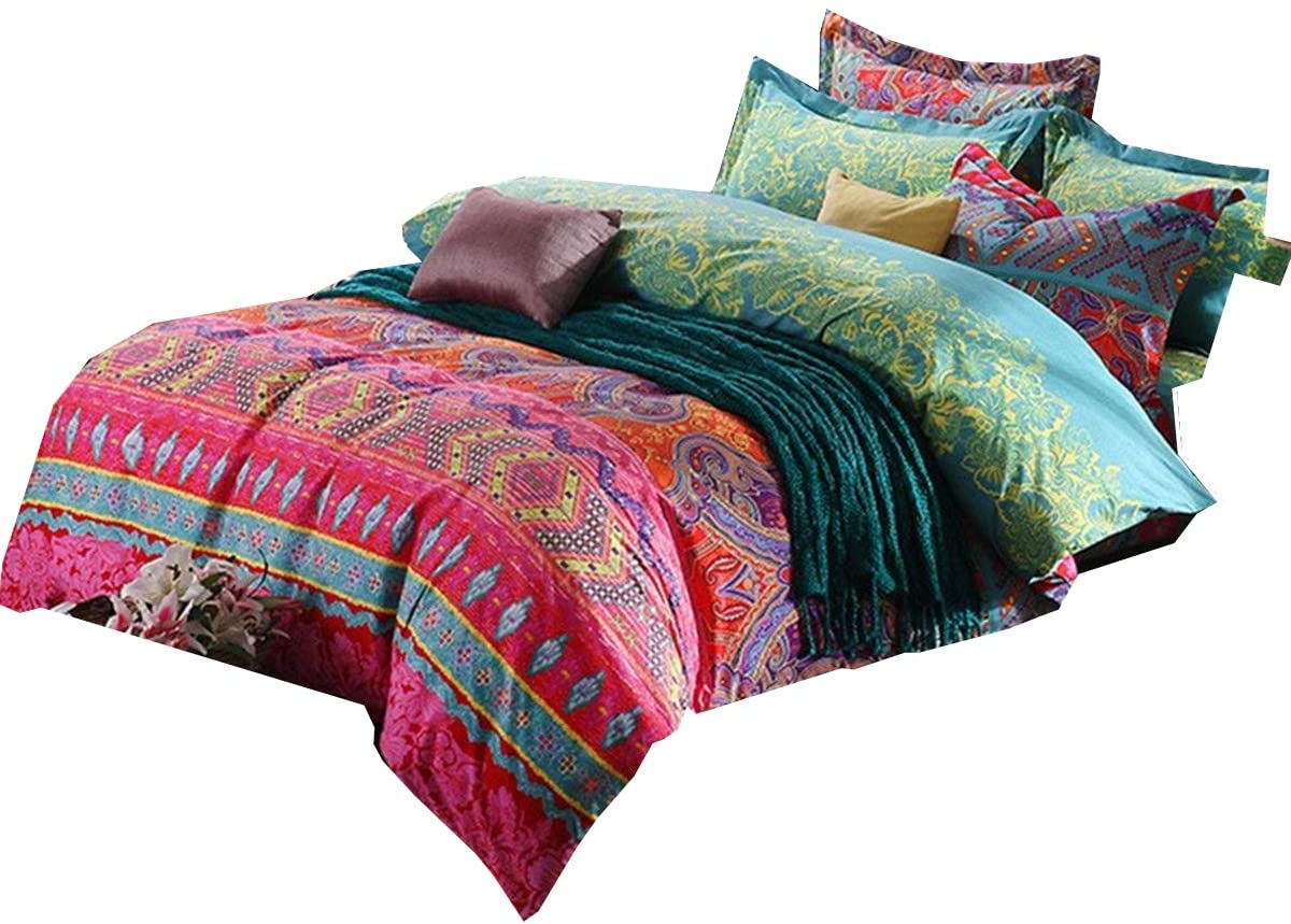 Price:$69.99 Home Textile,Boho Style Duvet Cover Set,Bohemia Exotic Bedding Set,4pcs Bedding Set,Queen (King) : Home & Kitchen