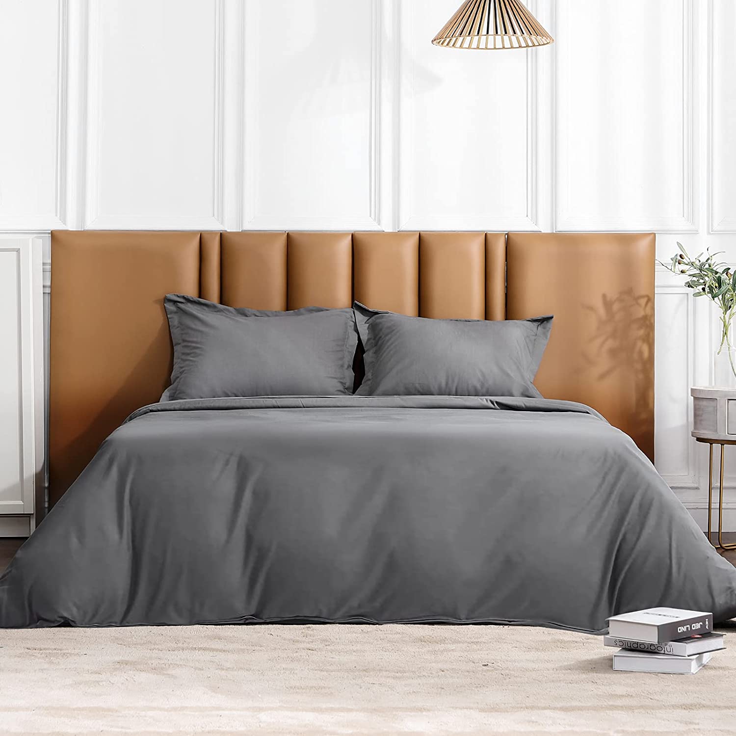 Price:$29.99 Duvet Cover Set 3 Pieces 1 Comforter Cover and 2 Pillow Shams 100% Washed Microfiber with Zipper Closure Gray King Size 104"x90" : Home & Kitchen
