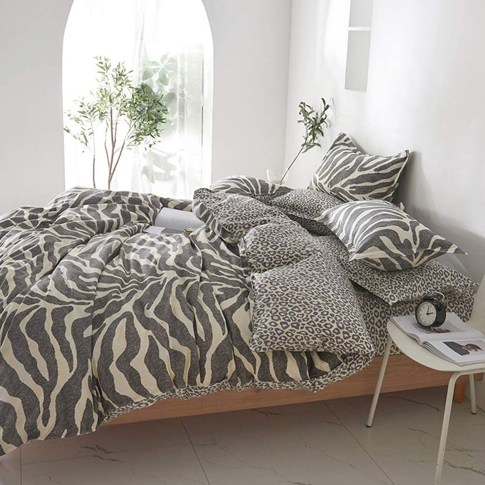 Price:$45.00 and White Jungle Safari Prints 1 Duvet Cover with Zipper Ties 2 Pillowcases Queen Size Bedding Premium Quality Soft Breathable Comfortable 3pcs Comforter Cover Set Leopard Print : Home & Kitchen