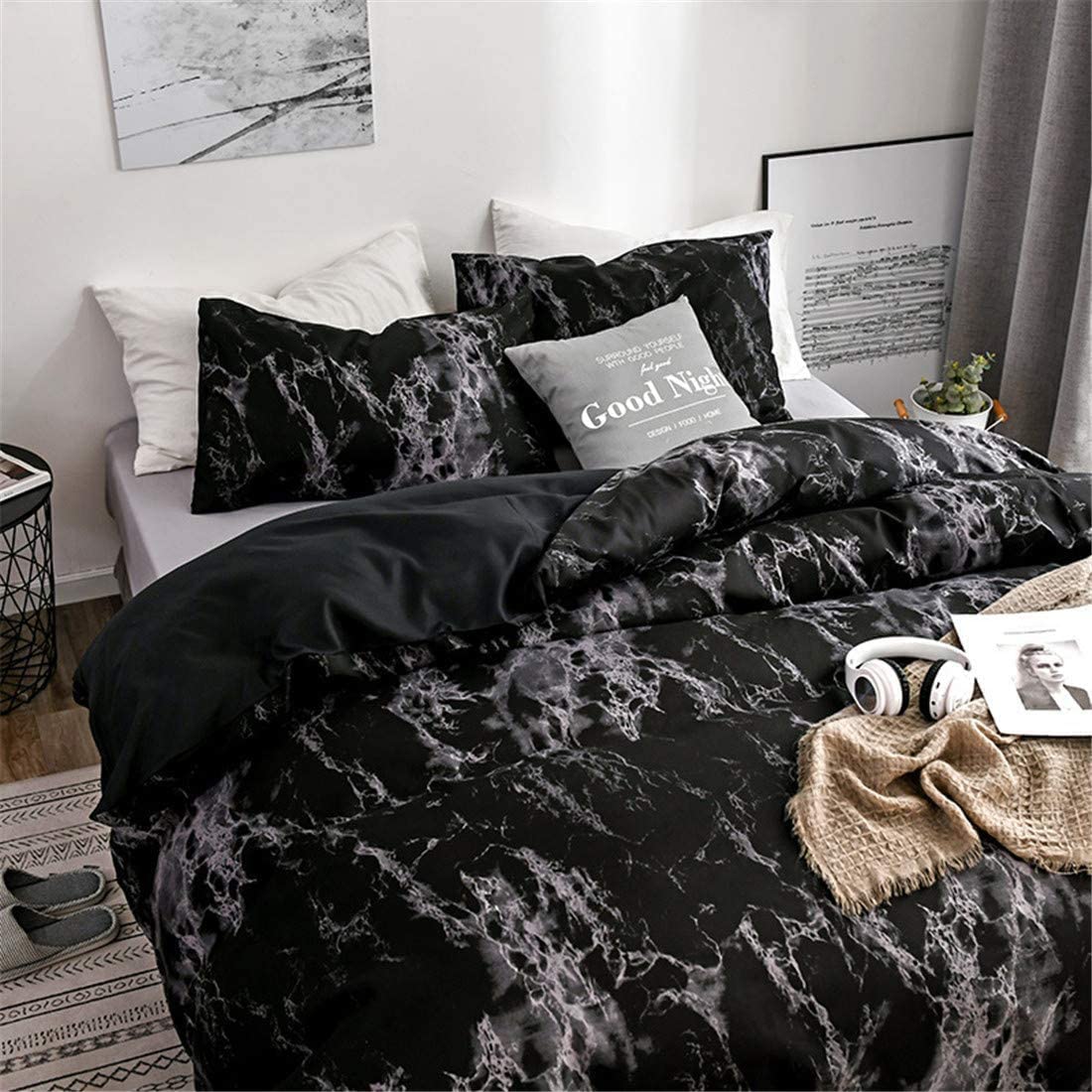 Price:$29.99 Marble Duvet Covers King Size Black Marble Bedding Set with Soft and Warm Brushed Microfiber Men Women Modern Abstract Comforter Cover with Zipper Closure, King Size : Home & Kitchen