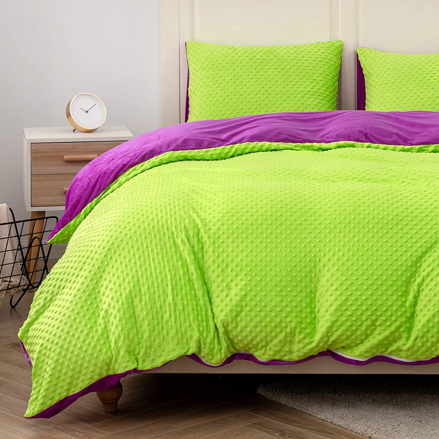 Price:$39.99 Duvet Cover Set Queen,3D textured 280GSM Heavyweight Velvet Comforter Set 3 Pieces, Super Soft Fluffy Bed Sets, Solid Color Boho Style 1 Duvet Cover 1 Shams, Bright Green : Home & Kitchen