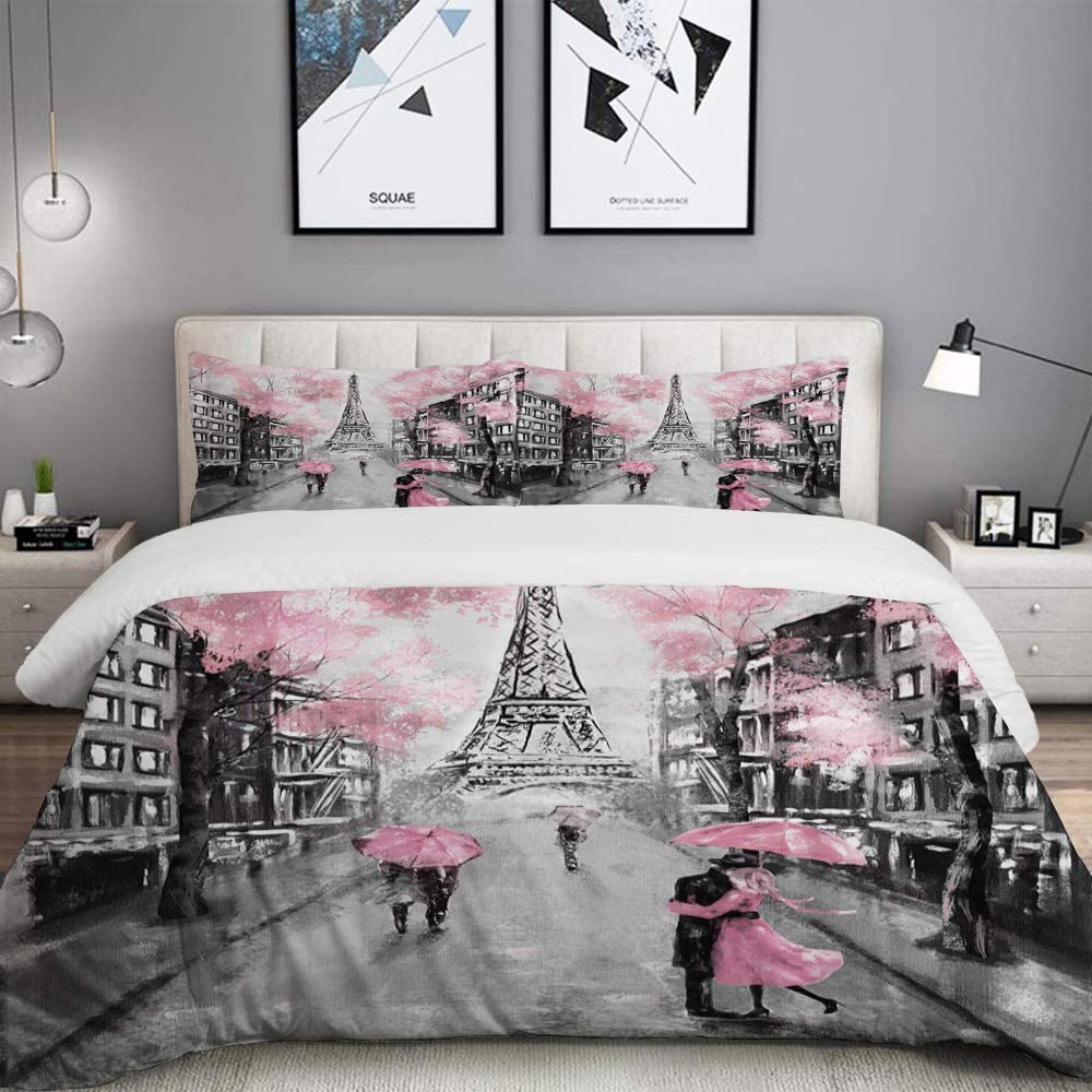 Price:$39.99 Painting Paris European City Landscape France Eiffel Tower Black White College Dorm Room Decor Ultra Soft Decorative Custom 3 Piece Duvet Cover Set Twin/Twin Extra Long : Home & Kitchen
