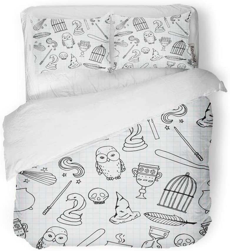 Price:$85.90 Duvet Cover Set Queen/Full Size Potter Different Witch Equipment Harry Pattern Birdcage Magic Wand 3 Piece Microfiber Fabric Decor Bedding Sets for Bedroom : Home & Kitchen