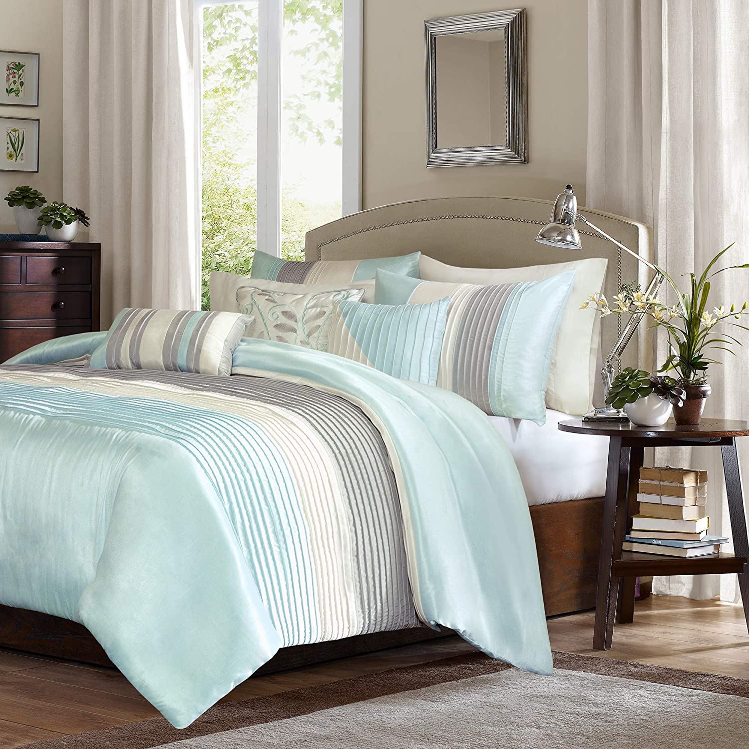 Price:$97.45 Park Amherst 6 Piece Duvet Cover Set, Aqua, Full/Queen, (90"x90") : Everything Else
