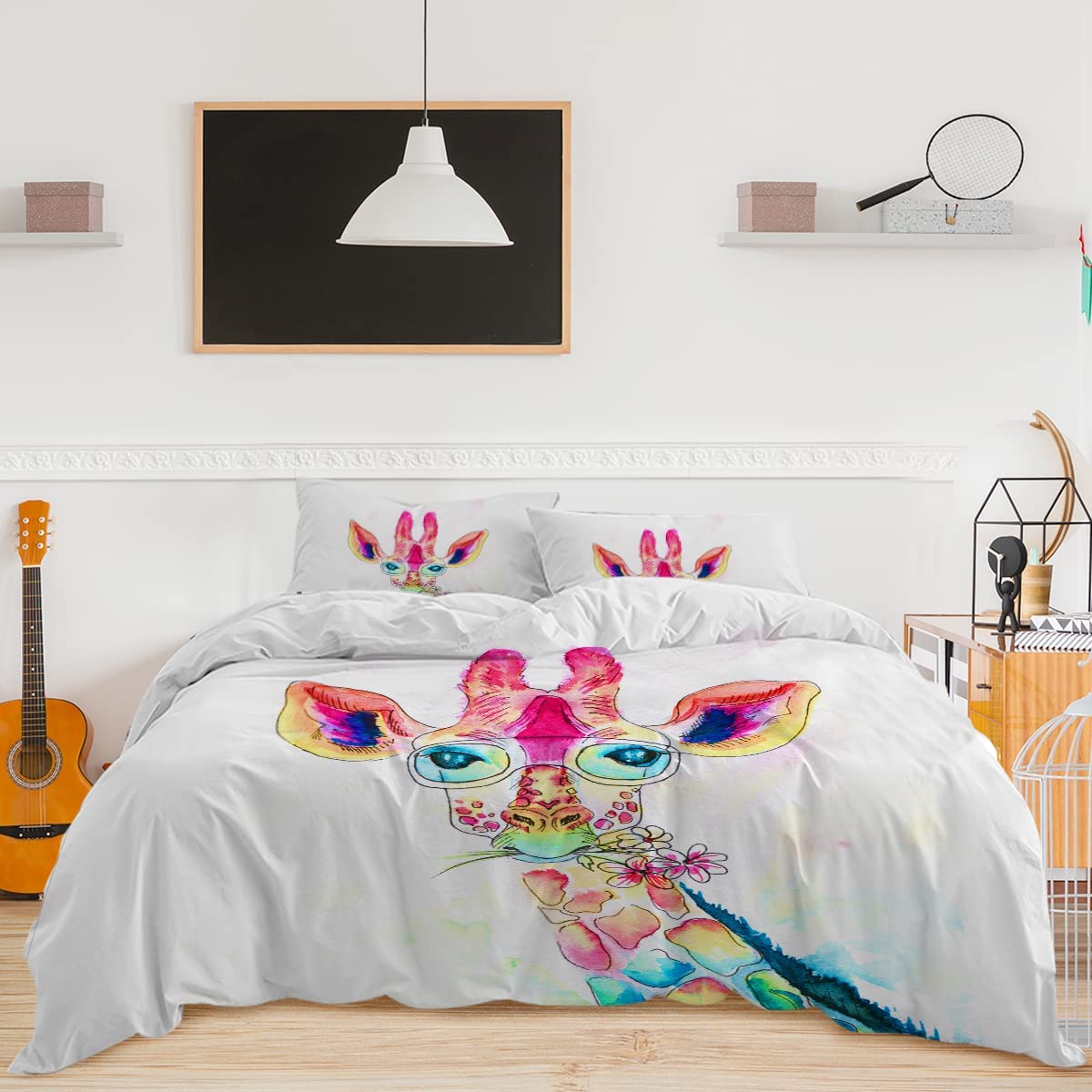 Price:$39.99 Giraffe Bedding Colorful Giraffe Twin Bed Set Watercolor Zoo Animal Bedding for Kids Girls Boys 3 Pieces Giraffe Comforter Cover Cute Giraffe Gift (Twin) : Home & Kitchen