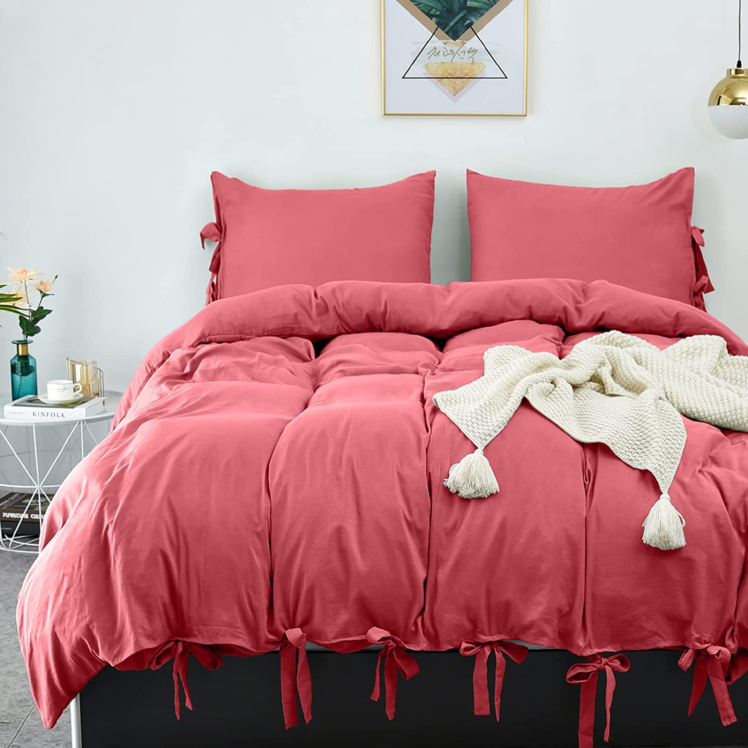 Price:$23.49 Duvet Cover King, Red Soft Duvet Cover Set, Farmhouse Microfiber Comforter Cover Hotel Bowtie Bedding Duvet Cover 3 Pieces : Home & Kitchen