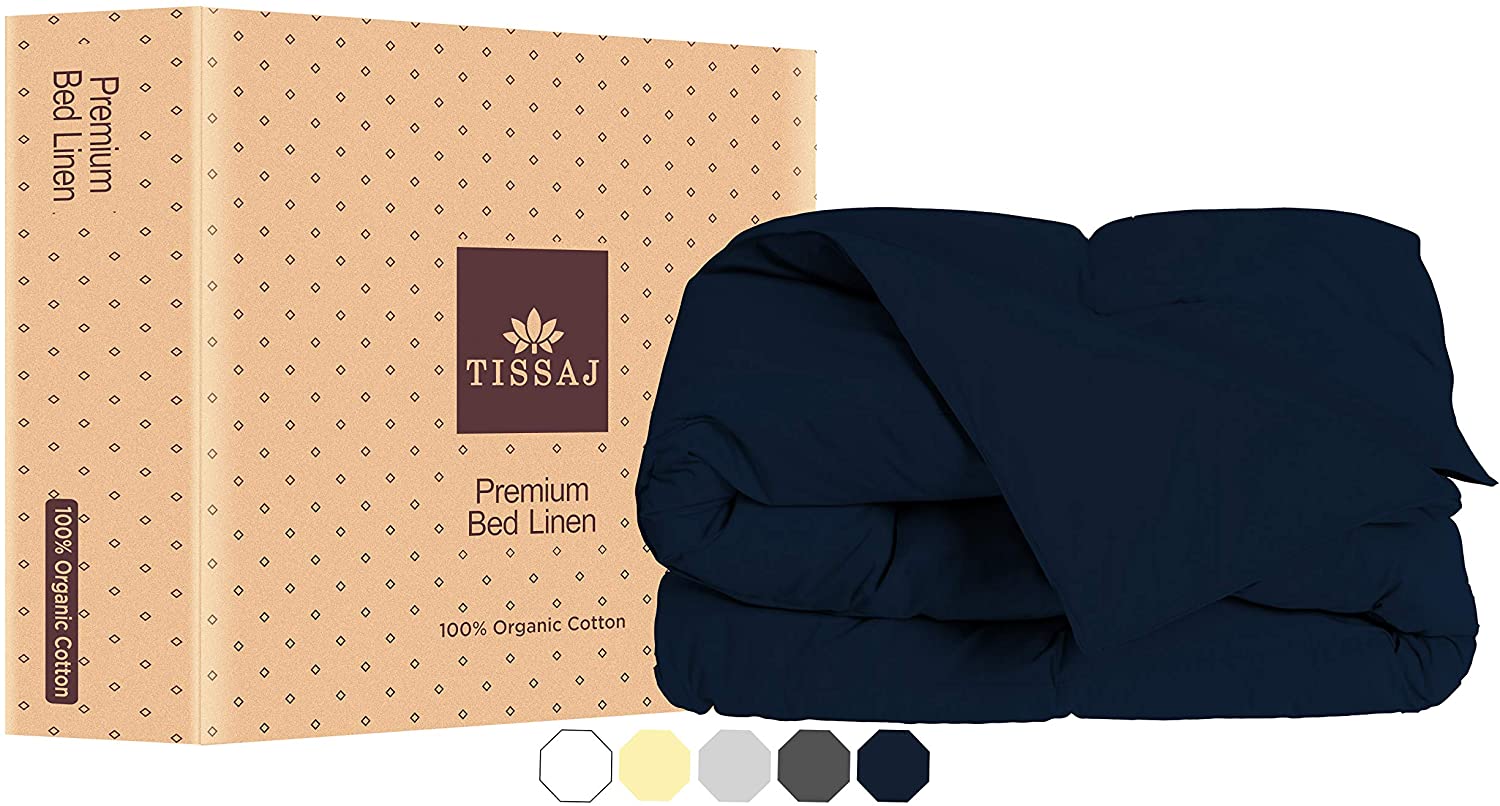 Price:$64.99 Covers Queen Size - Cover Full & Queen Size - Navy Blue Color - 100% Organic Cotton - GOTS Certified - 300 TC Count Sateen - For Insert, Down /Alternative Comforter, Weighted Blanket : Home & Kitchen