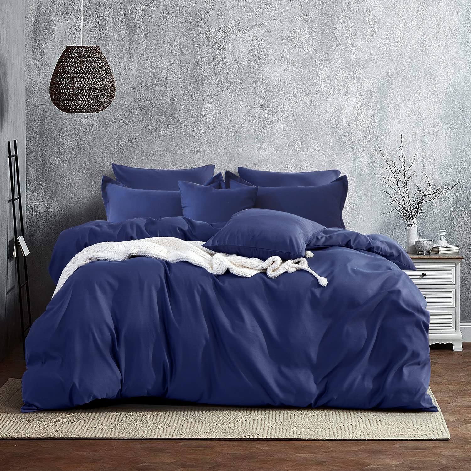Price:$24.59 All Season Navy Blue Duvet Cover Queen, 3 Pieces, Ultra Soft Queen Size Duvet Cover Set with Zipper Closure, Brushed Microfiber Comforter Cover Full/Queen 90"x90" Corner Ties : Home & Kitchen