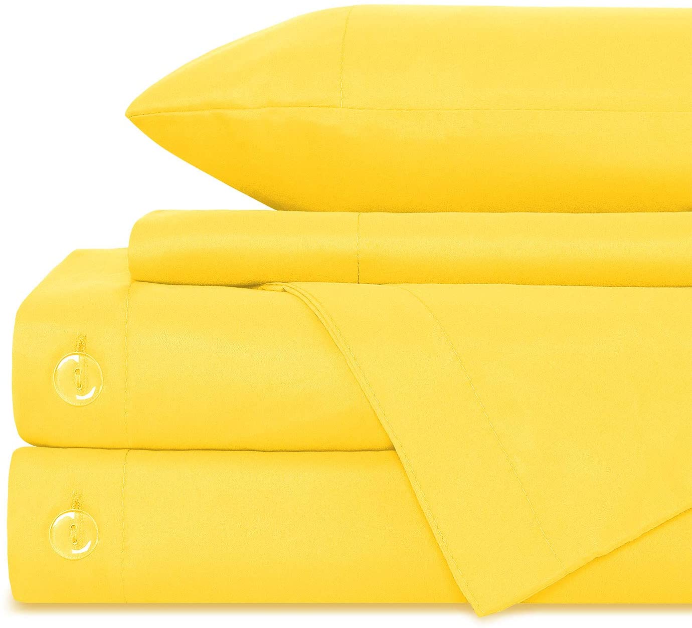 Price:$28.99 Fabulous Duvet Cover 4 Piece Set - Comforter Cover with Button Closure and Corner Ties, 2 Pillowcases and 1 Fitted Sheet, Yellow, King : Home & Kitchen