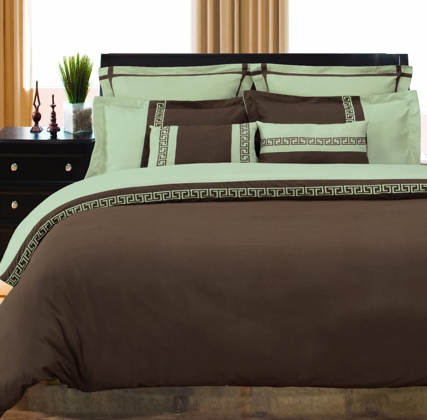 Price:$42.99 Emma Textured Duvet Cover Set, Soft Microfiber, Full/Queen, Choco/Sage : Home & Kitchen