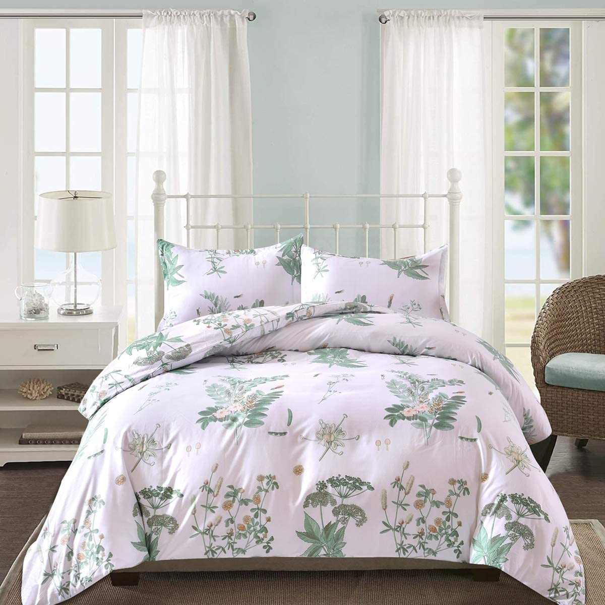 Price:$28.99 Floral Bedding Duvet Cover Set with Zipper Closure, 90X90,Flower Printed Lightweight Down Comforter Quilt Cover Set : Home & Kitchen