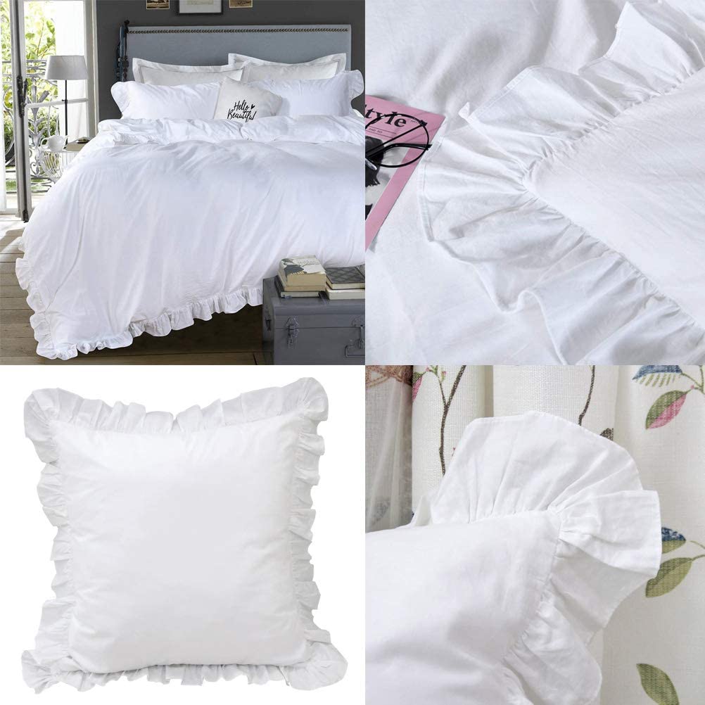 Price:$104.98 House White Duvet Cover Set King and White Ruffle Euro Shams Bundle : Home & Kitchen