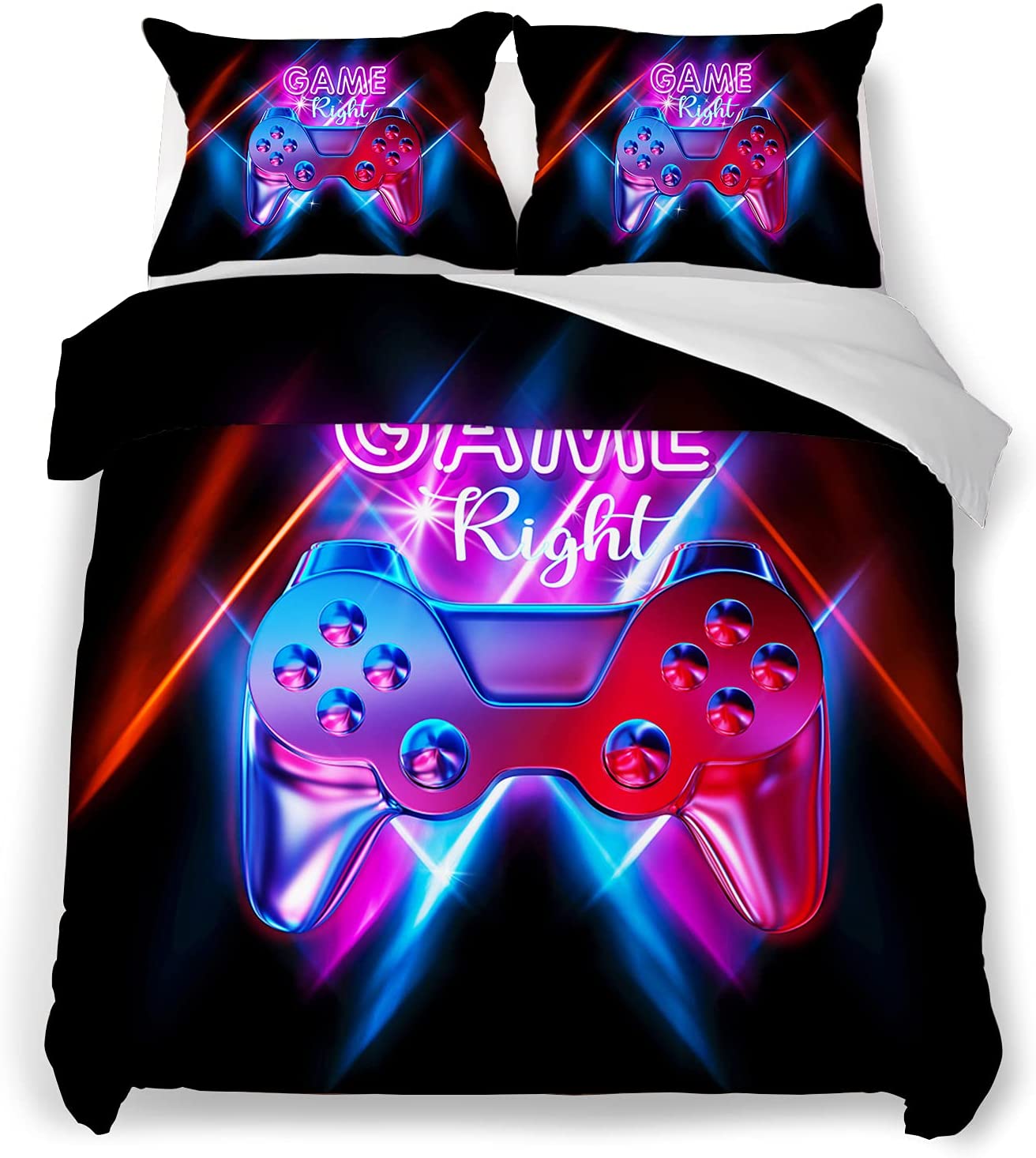Price:$37.99 Gamer Bedding Duvet Cover Set for Boys, 100% Microfiber Twin Size Printed Kids Gaming Bed Comforter Pillow Case Sham with Zipper Closure and Corner Ties - No Comforter : Home & Kitchen