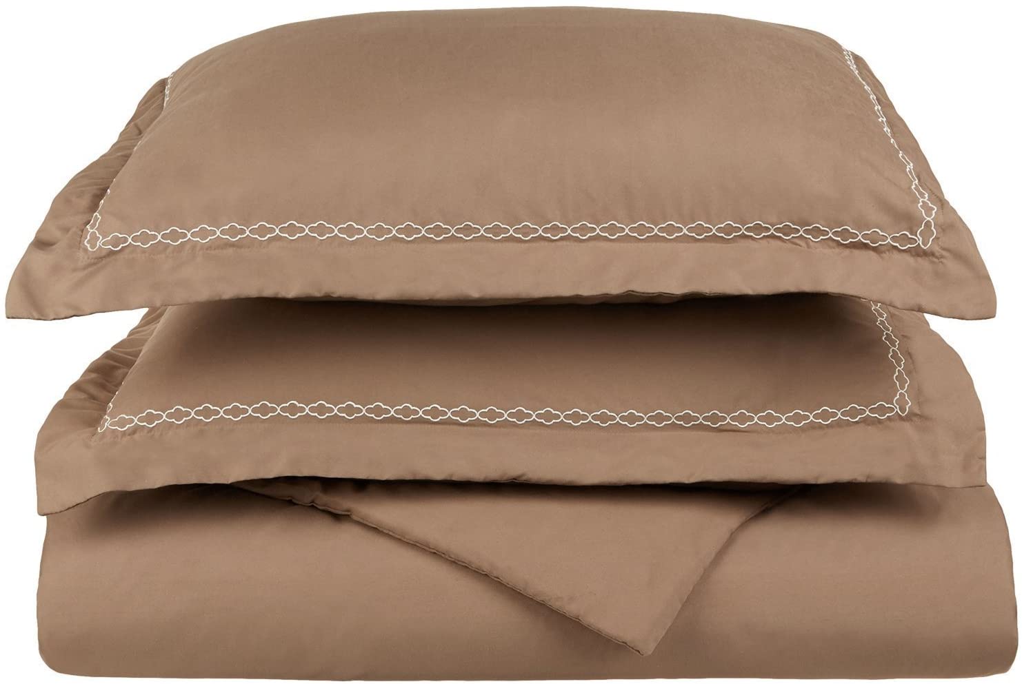 Price:$39.91 Soft Light Weight, 100% Brushed Microfiber, King/California King, Wrinkle Resistant, Taupe Duvet Cover Set with Ivory Cloud Embroidered Pillowshams in Gift Box : Home & Kitchen