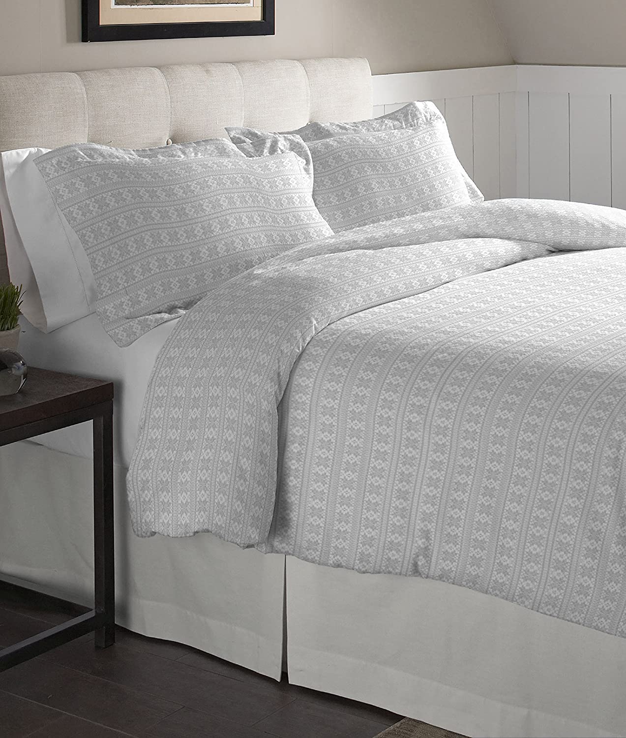 Price:$50.99 Flannel Oversized Duvet Set, Full/Queen, Fair Isle : Home & Kitchen