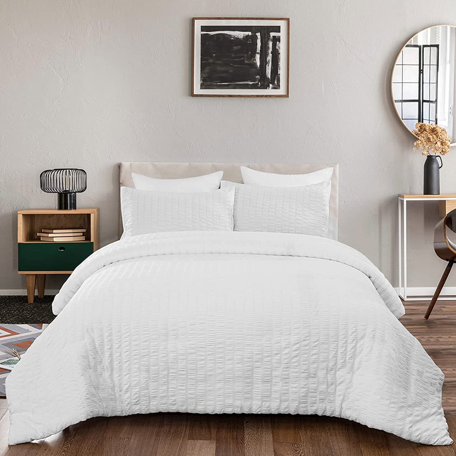 Price:$35.99 Seersucker Duvet Cover Set Twin Size 2 Pieces Textured Striped Duvet Cover Breathable Washed Microfiber Bedding Set (1 Duvet Cover + 1 Pillow Sham), Soft Comforter Cover with Zipper Closure : Everything Else