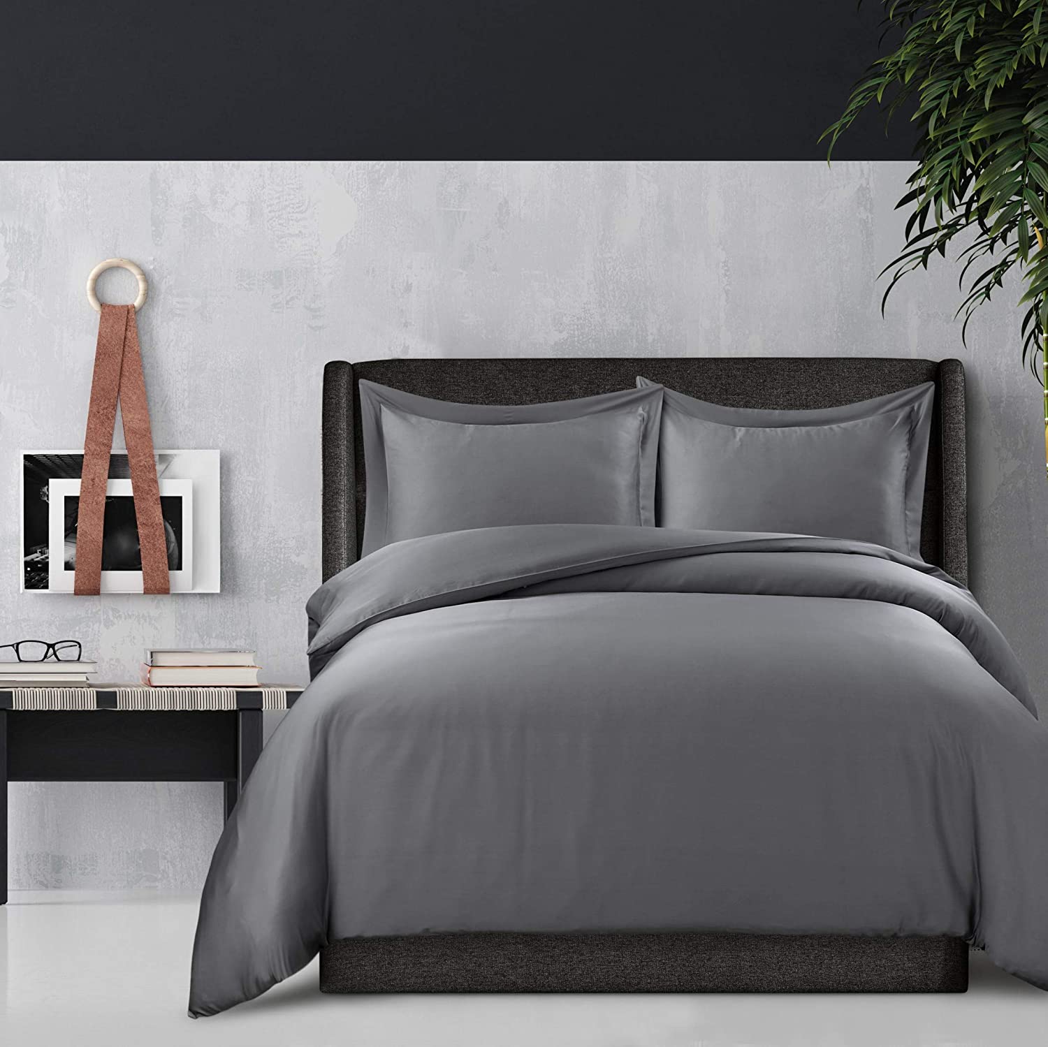 Price:$89.99 Living 300 Thread Count Rayon from Bamboo Oversized Duvet Cover Set King Grey, Steel Grey (BAM300DUVKIST) : Everything Else