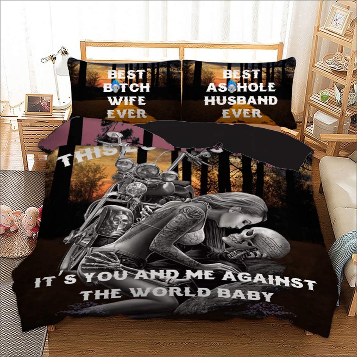 Price:$29.99 Duvet Cover King 3D It’s You and Me Printed Bedding Duvet Cover with Zipper Closure, Soft Microfiber Gothic Bedding Set (3 Pieces, King Size) : Home & Kitchen