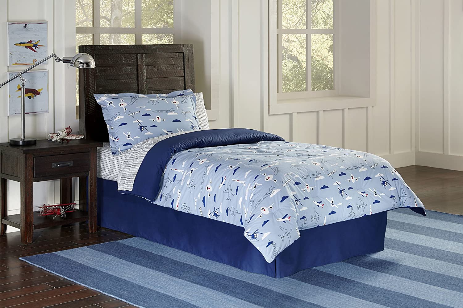 Price:$51.99 Bedding 200-FQAIR Airplanes Full/Queen Cotton Printed Duvet Set : Home & Kitchen