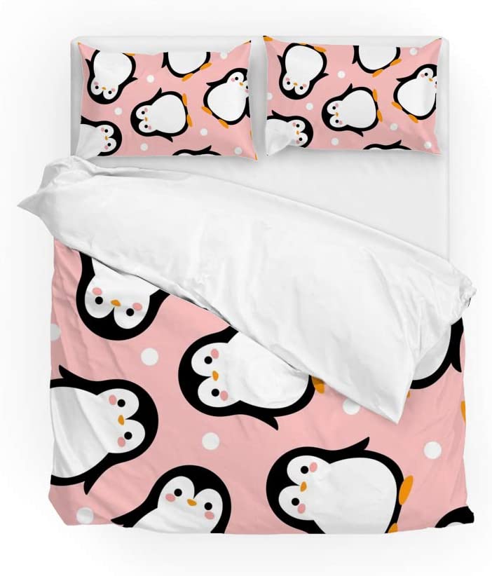 Price:$59.99 Pieces Soft Duvet Cover Bedding Set Kids Girls Pink Penguin Dot Quilt Cover with 1 Pillowcase Twin Size, Without Comforter : Home & Kitchen