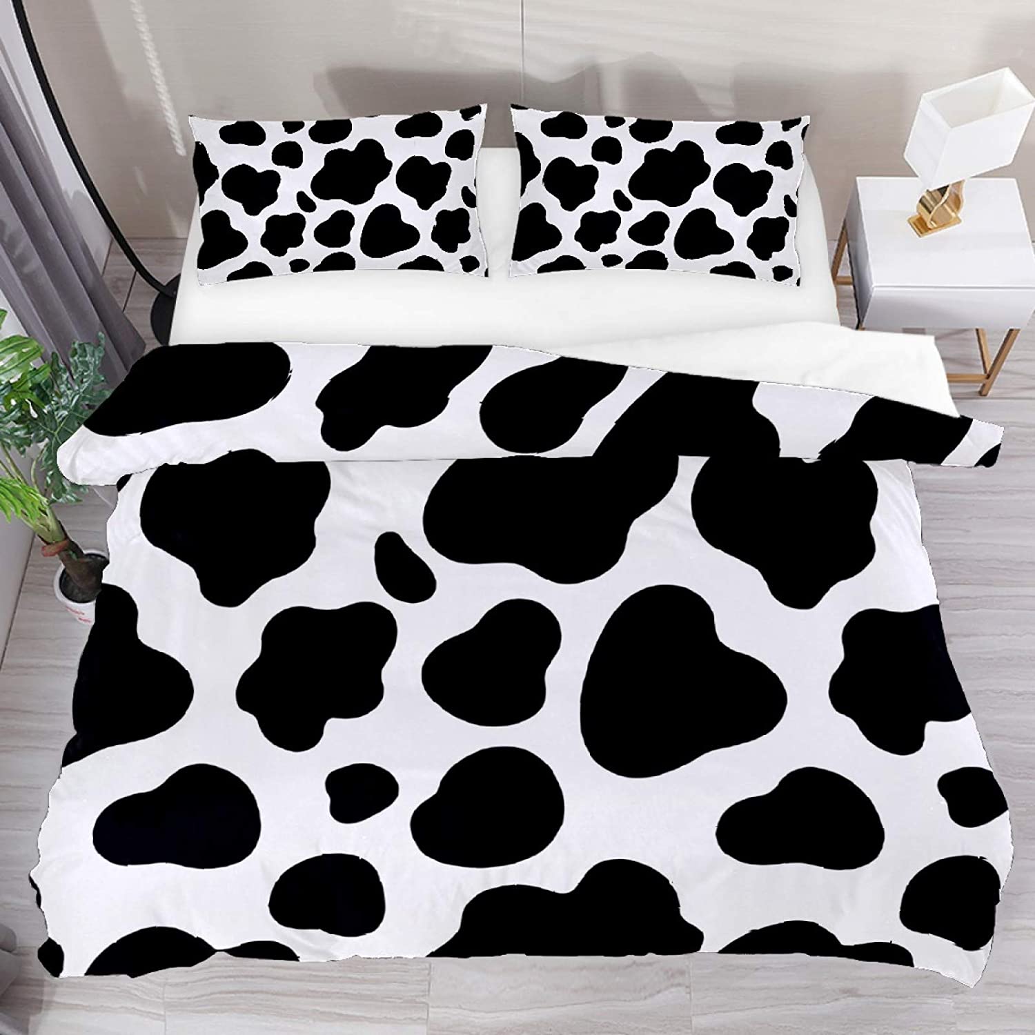 Price:$69.99 Mill Three-Piece Bed Set Duvet Cover Stylish Pillow Case Soft Comfy Breathable Comfortable Comforter Cover Set Queen King Twin Full Size Cow Print : Home & Kitchen