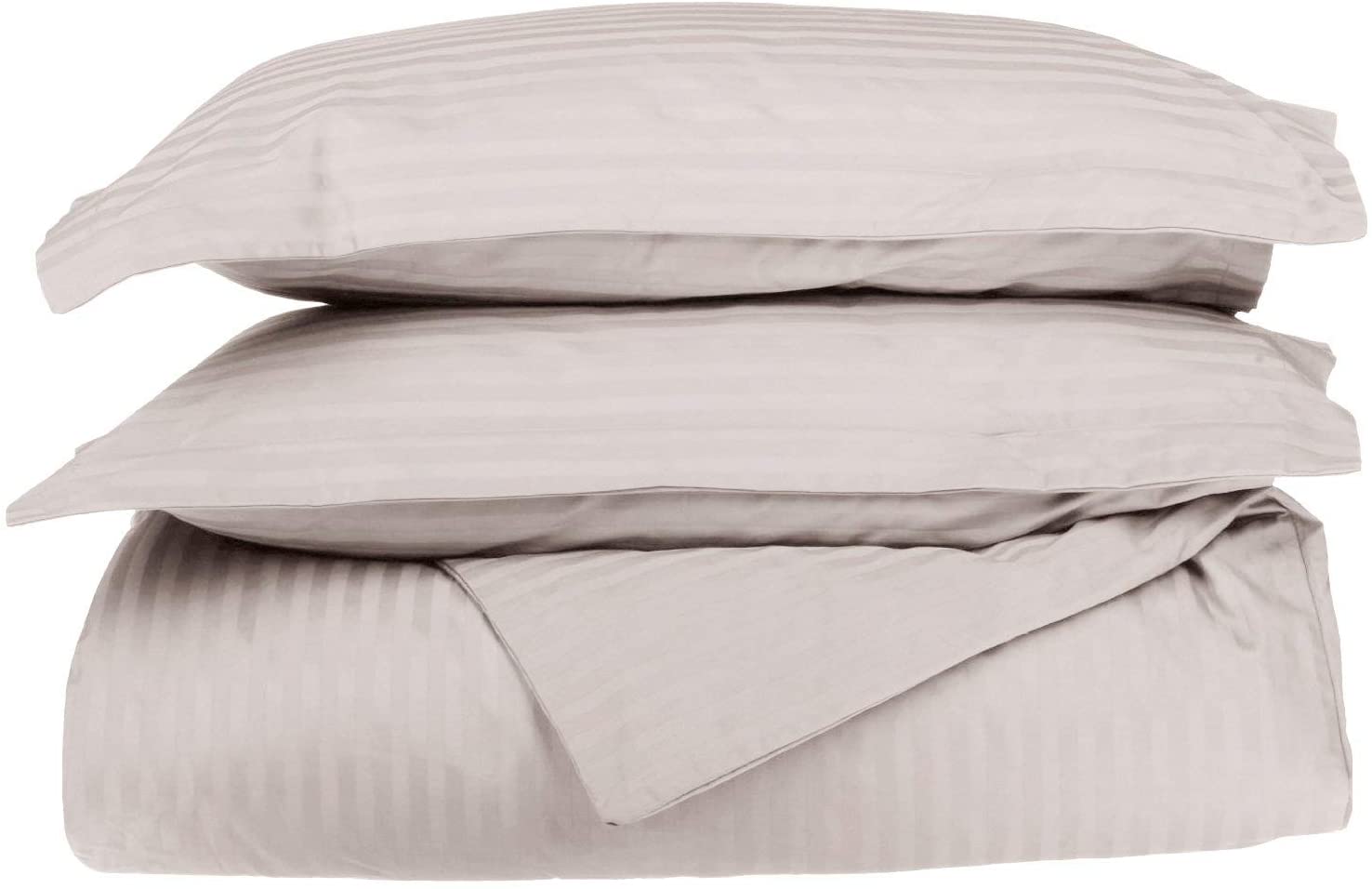 Price:$64.99 TC 100% Egyptian Cotton 3-PCs Duvet Set (1 Duvet Cover Button Closure with Corner Ties & 2 Pillow Shams) Stripe Style (Full/Queen, Silver Grey) : Home & Kitchen