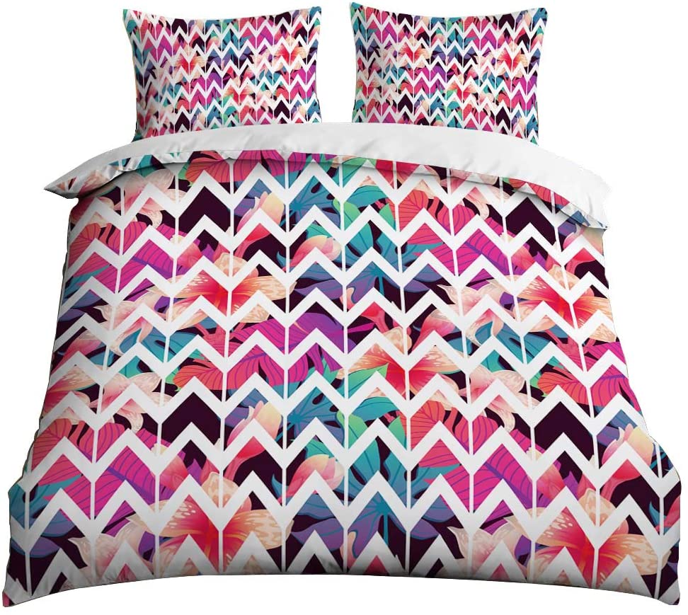 Price:$29.90 Color Bedding Set Full Size Ethnic Color Style Comforter Cover Decorative color stripes Print Duvet Cover with 2 Pillowcases.（No Comforter） : Home & Kitchen