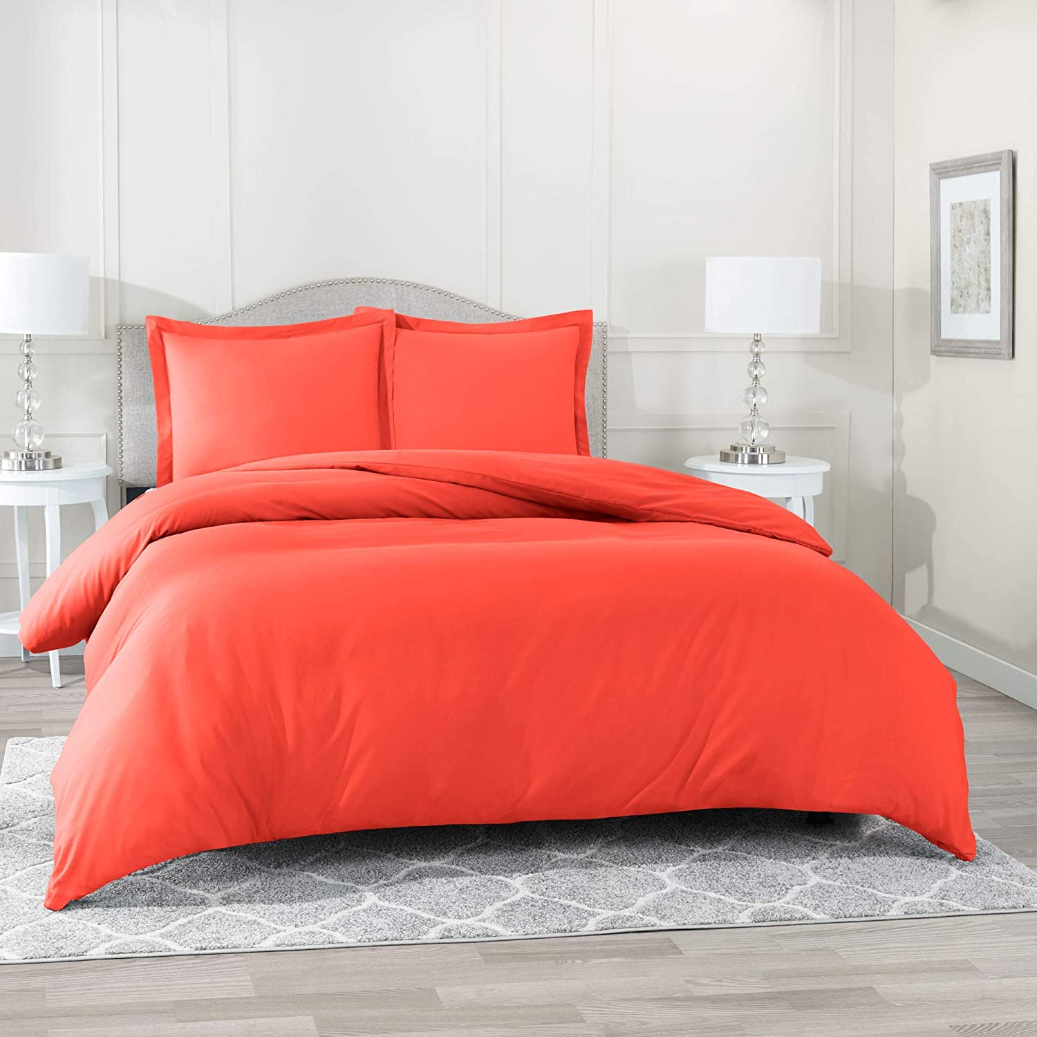 Price:$45.00 Set - Orange Cover King Size with Button Closure, 100% Cotton 800 Thread Count Comforter Cover Set 3 Pieces (1 Cover and 2 Pillowcases) 94X104 inches - Cover Set : Home & Kitchen